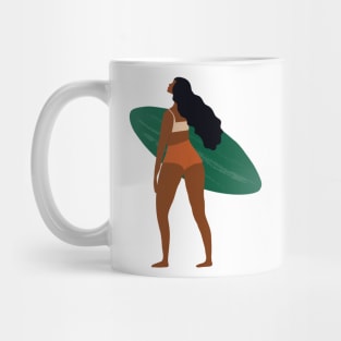 Woman and surfboard 1 Mug